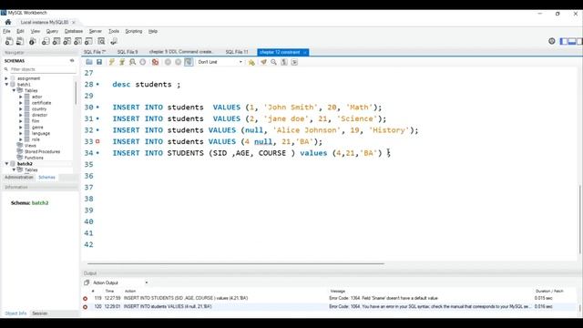 Chapter-12 : Domain & Key Constraint in SQL | Unique ,Default, Not Null ,check & Primary key | MySq