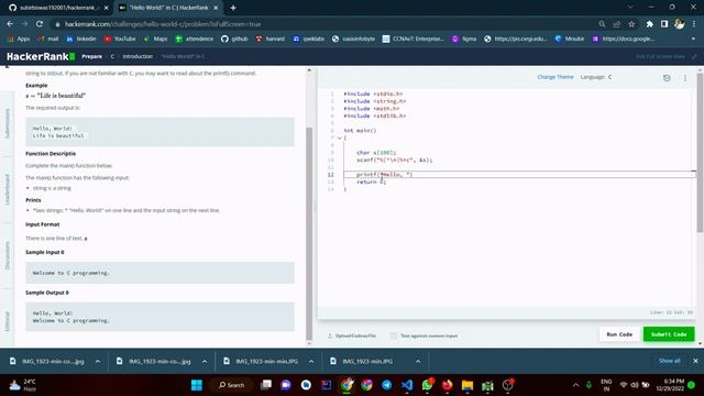 Hello World  in C Hackerrank  bangla |  1 : "Hello World!" in C  |  Hackerrank all C  Solution