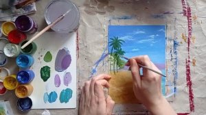 Пейзаж с пальмами | Рисуем отпуск