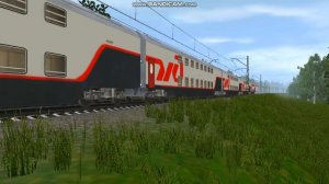 ЭП2К-001 С двух этажными пассажирскими вагонами В Trainz Simulator 2012