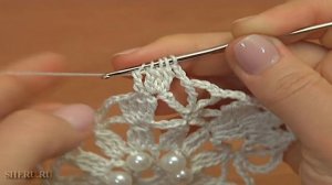 Как связать крючком снежинку с бусинками Урок 34