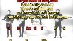 All you need is Love Beatles best karaoke instrumental lyrics chords cover