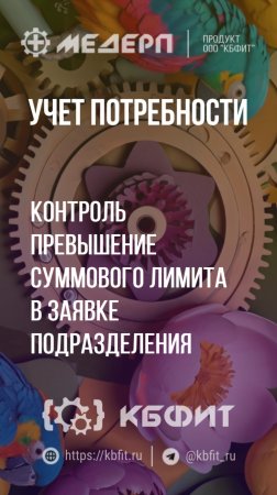 КБФИТ: МЕДЕРП. Учет потребности: Контроль превышение суммового лимита в заявке подразделения