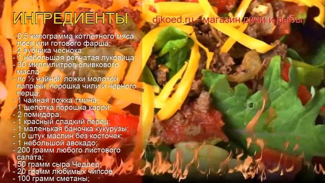 Рецепты из Мясо лося - как приготовить Мясо лося пошаговый рецепт - Тёплый салат Тако за 25 минут