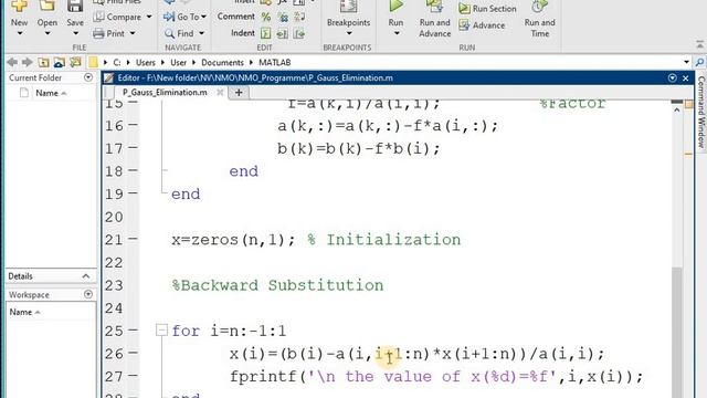 Gauss Elimination Method MATLAB Code/ Programme смотреть онлайн