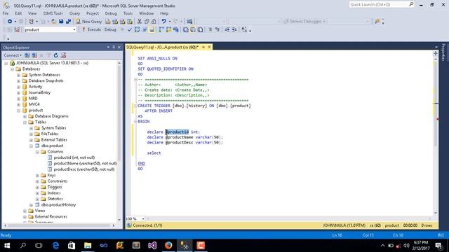 How to Create Insert Trigger Using SQL Server
