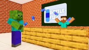 Monster School: BOTTLE FLIP Challenge - Minecraft Animation