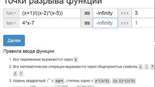 Точки разрыва функции смотреть онлайн