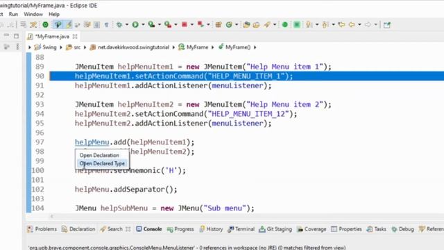 Swing JMenu and JToolbar смотреть онлайн