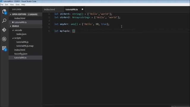 ES6 and Typescript Tutorial - 46 - Arrays and Tuples