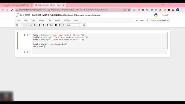 Easy To Design  Python program Calculator only 6 Mintus Of Total Marks and Percentage for 3 Subject