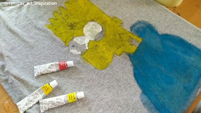 Акрил ОБЫКНОВЕННЫЙ, РИСУНОК НА ТКАНИ ! БАРТ СИМПСОН! смотреть онлайн