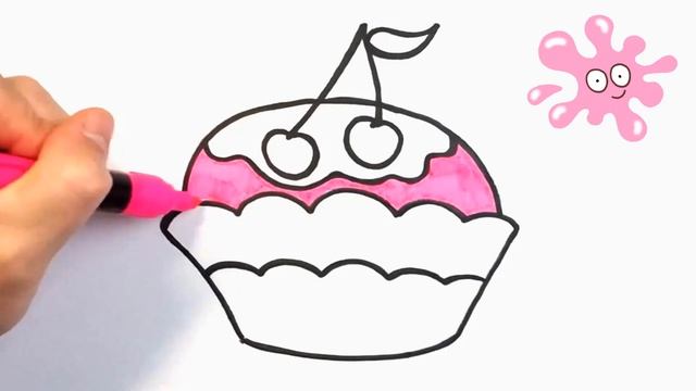 Как нарисовать ПИРОЖНОЕ / мультик раскраска ПИРОЖНОЕ детям / Раскраски малышам / How to draw a cake смотреть онлайн