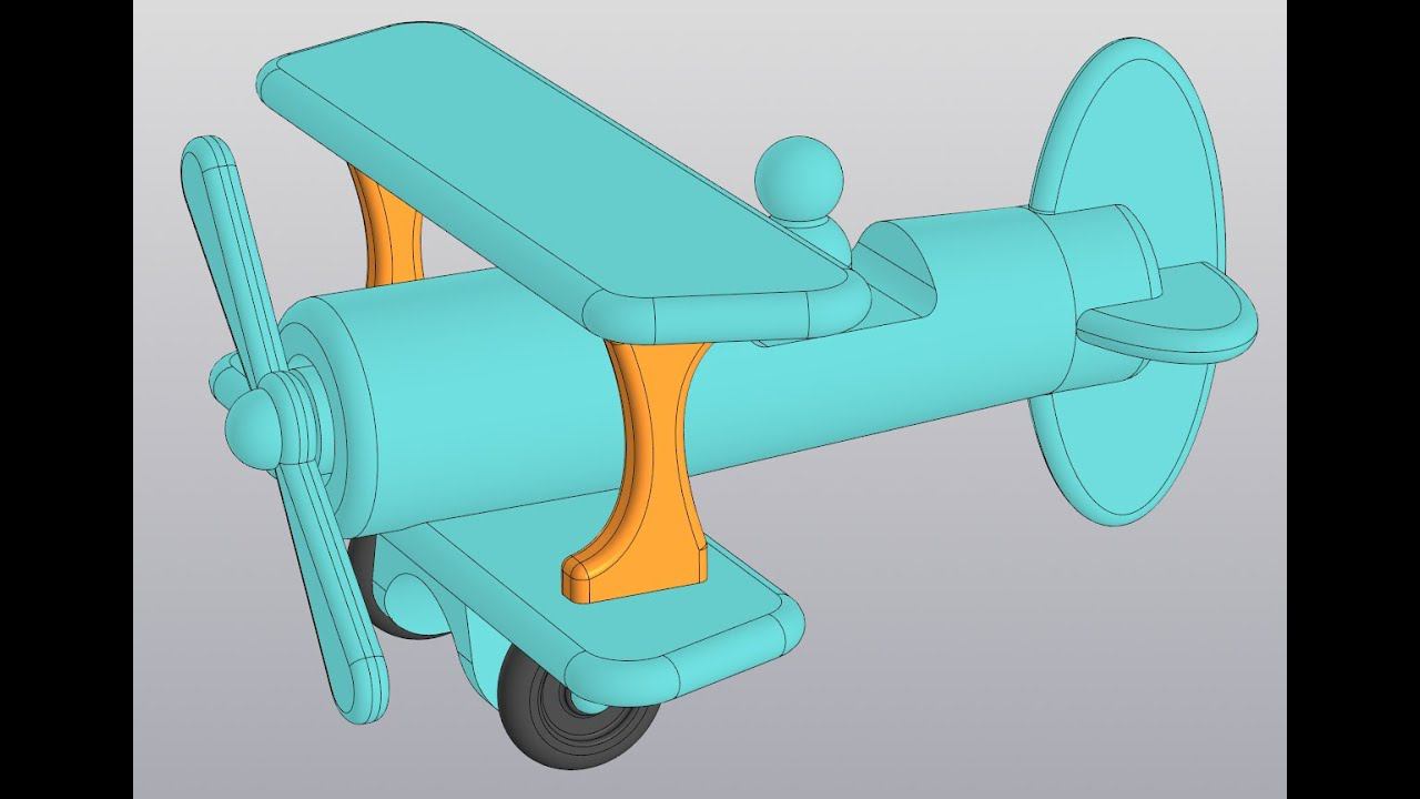 Видеоуроки Компас 3D V18. Сборка самолетика. 6 Колесо, вертикальная поперечина