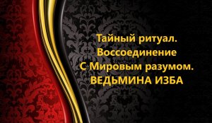 ТАЙНЫЙ РИТУАЛ. ВОССОЕДИНЕНИЕ С МИРОВЫМ РАЗУМОМ..АВТОР: ИНГА ХОСРОЕВА