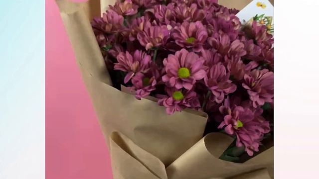 Набор размер S с букетом из 9 розовых кустовых хризантем Бакарди ромашка смотреть онлайн