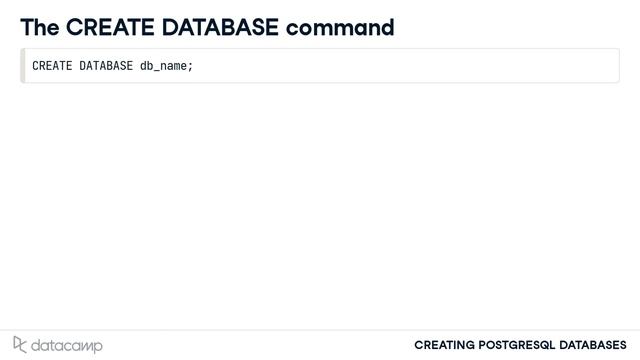 Creating a Database | PostgreSQL