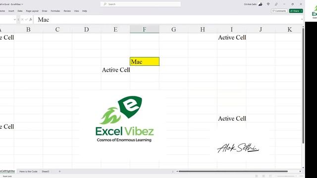 Highlight Active Cell in Excel using VBA Code || CA Alok A Sethi
