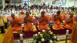 Chanting to the Triple Gem are Buddha, Dhamma, and Sangha.