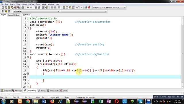Count vowel and consonants in a string by passing string into function in C programming language смотреть онлайн