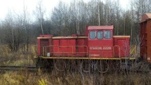 Тепловоз ТГМ23В-2226 с двумя вагонами БЧ на подъездном пути ст. Стригино