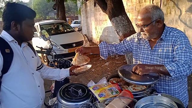 70yrs Old Man Selling Breakfast On TVS Moped | 20/- Only | Home Made Breakfast | #streetfood