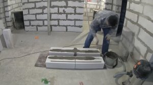 Шлифовка стен, подготовка к шпатлевке, укладка газоблока