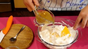 Творожно - сметанный десерт с фруктами "Зимний вечер". Как приготовить десерт.