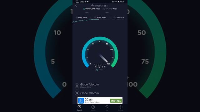 5G speed test DAVAO using globe gomo sim