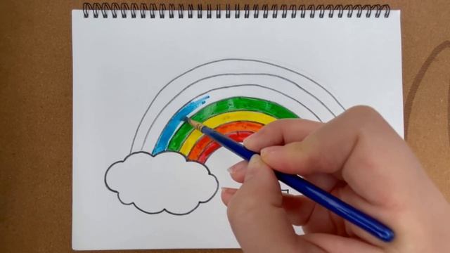 Как нарисовать радугу - милая радуга с облаками просто и пошагово смотреть онлайн