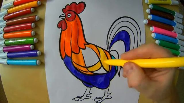 Домашние животные Петушок Раскраска. смотреть онлайн