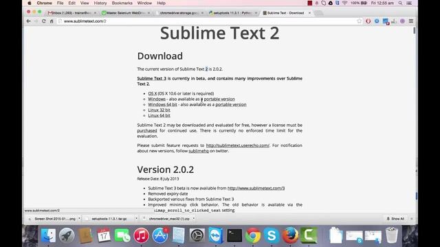 Selenium Python Tutorial - installing sublime on mac