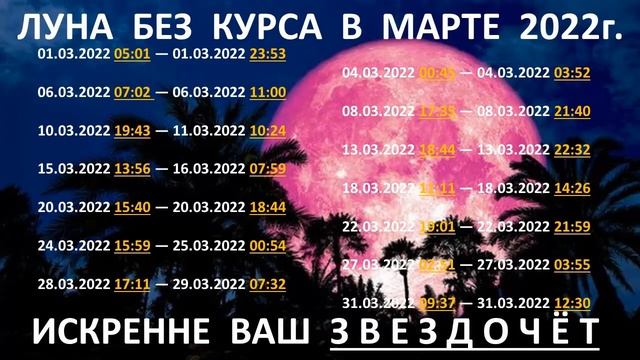 Луна без курса в марте 2022г Подсказки Звездочёта по Формуле Души смотреть онлайн