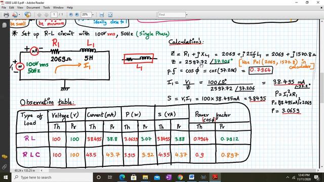Power factor improvement circuit (RL load with C in series)  in Proteus
