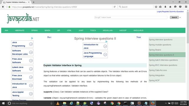 Explain Validator interface in Spring.
| javapedia.net смотреть онлайн