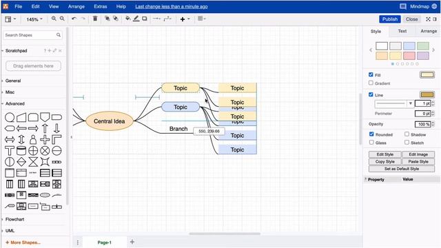 Reposition mind map trees in draw.io for Atlassian Confluence & Jira