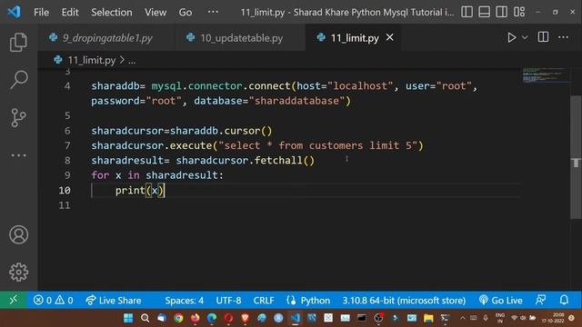 LIMIT Statement to limit the Number of Record in MySQL Python | Python MySQL Tutorial in Hindi #11