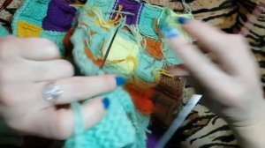 Коврик из квадратов спицами /делаю обвязку/ часть 2/