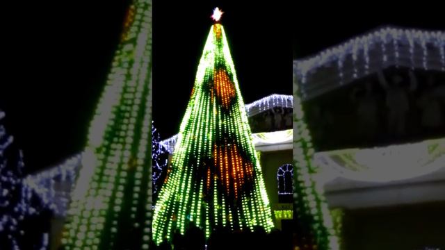 Мариуполь встречает. 2018 год красивейшей илюминацией освещения ёлки. смотреть онлайн