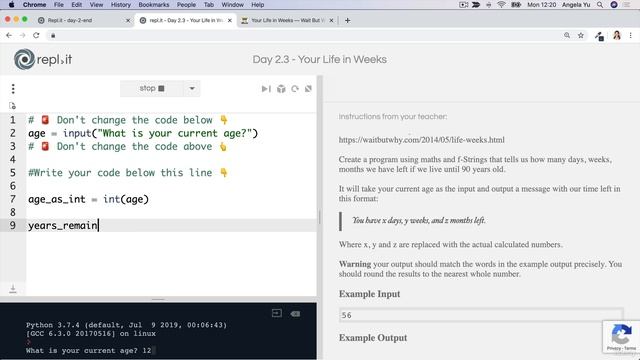 Day 2 - 25-Interactive Coding Exercise Life in Weeks смотреть онлайн