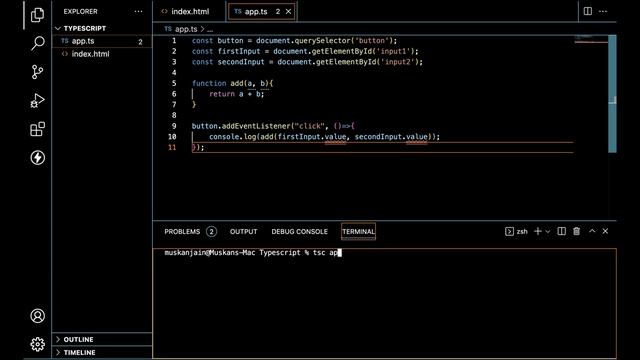 #2 Typescript First Program | Tech With Muskan | Typescript Course