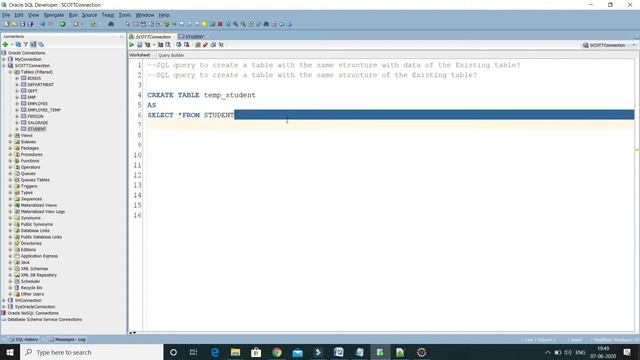 SQL query to create a table with the same structure with or Without data of the Existing table?