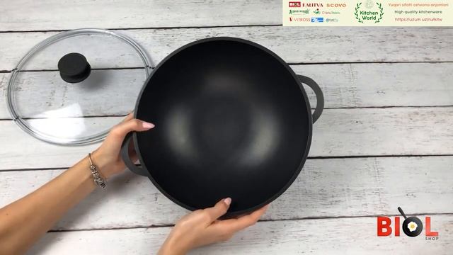 Сковорода WOK со стеклянной крышкой Biol (28-32)03PC смотреть онлайн