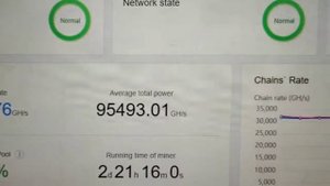 Видео работы asik Antminer S19 95 th/s