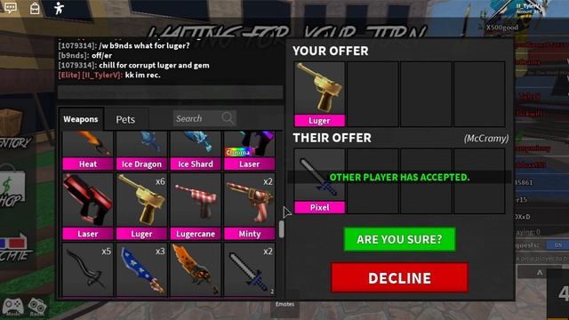 Trading luger for a pixel, wow.. (Roblox MM2) смотреть онлайн