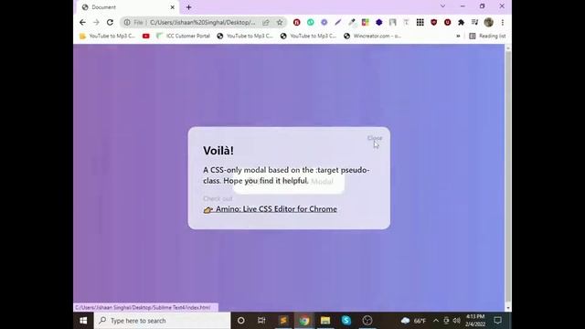 Modal PopUp With CSS only in 2022 + full source code by jishaansinghal
