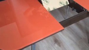 Стол обеденный раздвижной Лидер стекло оранжевый (Онлайн-Дача)
