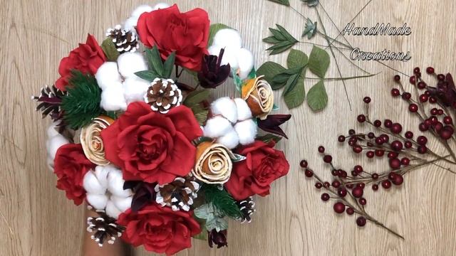 Зимний букет \\ Winter bouquet \\ DIY\ Цветы из гофрированной бумаги смотреть онлайн