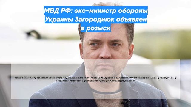 МВД РФ: экс-министр обороны Украины Загороднюк объявлен в розыск