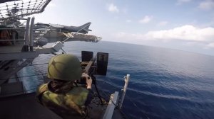 U.S. Sailors Fire the M2 Browning and Twin M2HB • Military Exercises at Sea